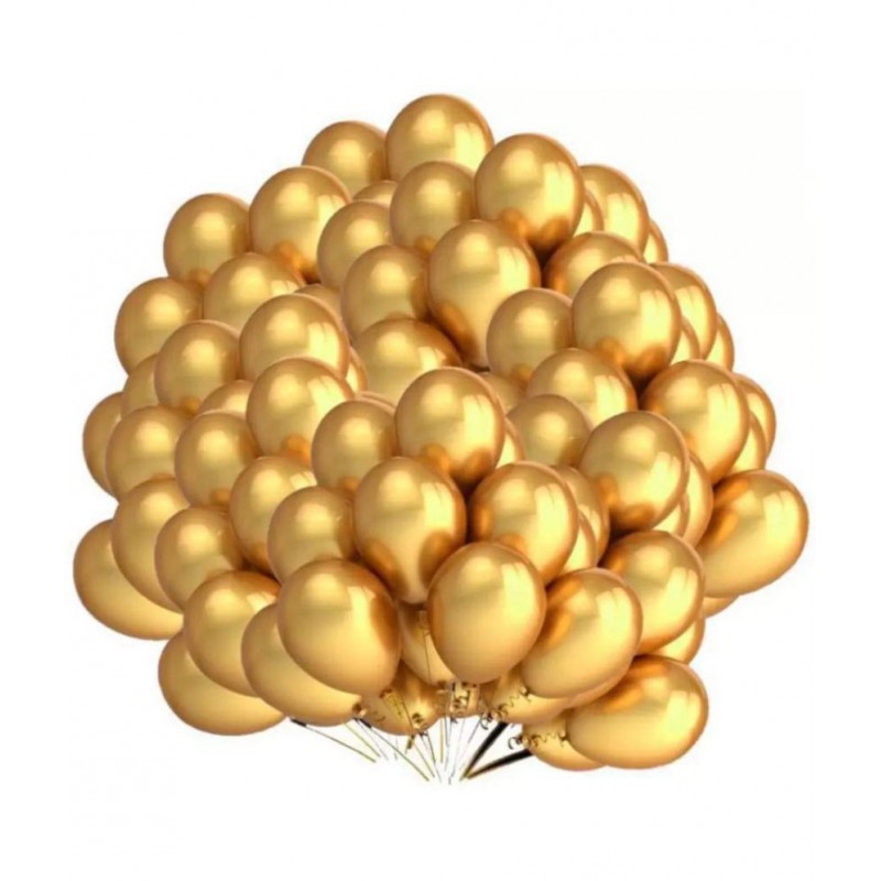 HEMITO Premium Metallic Latex Balloons Pack of 50 Golden for Decoration (Golden, Pack of 50)