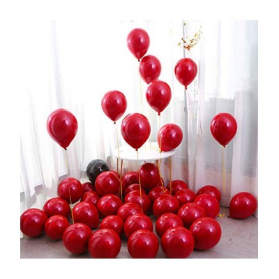 HEMITO Premium Metallic Latex Balloons Pack of 50 Red Balloons for Party Decoration (Red, Pack of 50)