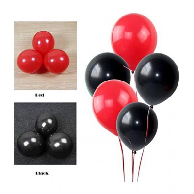 HEMITO Premium Metallic Latex Balloons Pack of 50 Red and Black Balloons for Party Decoration (Red, Black Pack of 50)