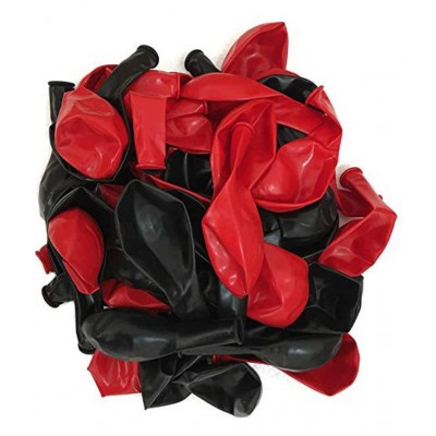 HEMITO Premium Metallic Latex Balloons Pack of 50 Red and Black Balloons for Party Decoration (Red, Black Pack of 50)