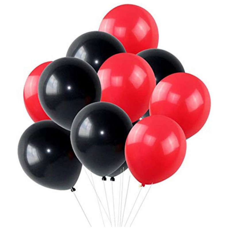 HEMITO Premium Metallic Latex Balloons Pack of 50 Red and Black Balloons for Party Decoration (Red, Black Pack of 50)