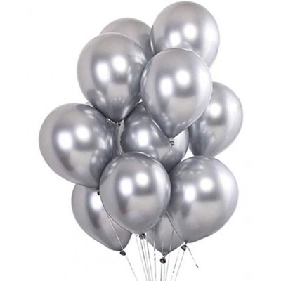 HEMITO Premium Metallic Latex Balloons Pack of 50 Silver Balloons for Party Decoration (Silver, Pack of 50)