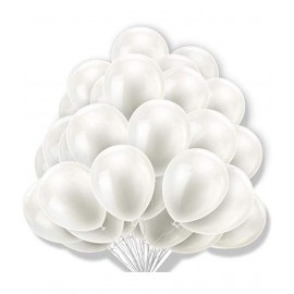 HEMITO Premium Metallic Latex Balloons Pack of 50 White Balloons for Party Decoration (White, Pack of 50)