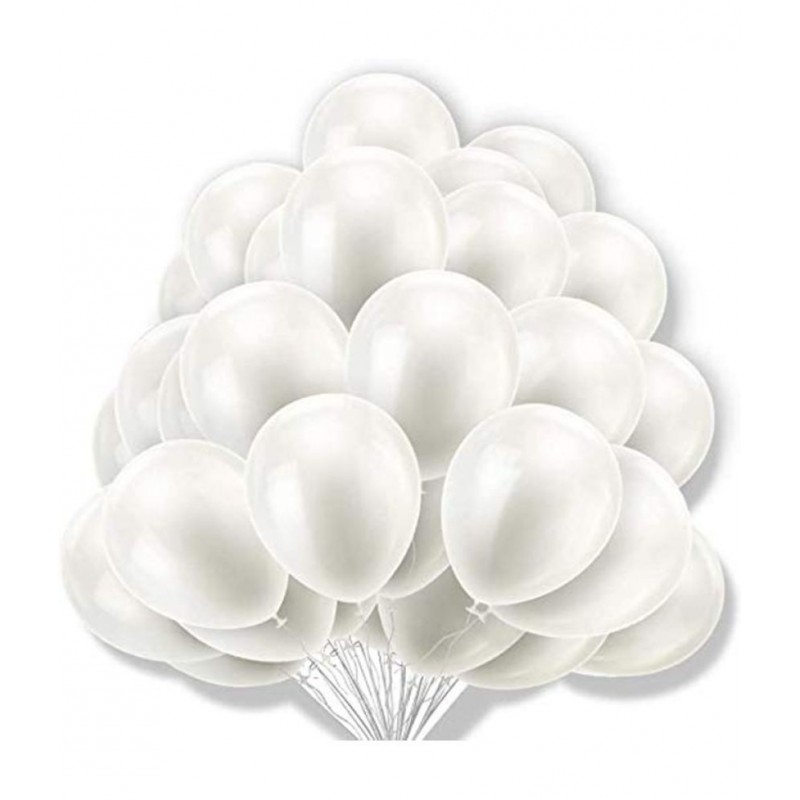 HEMITO Premium Metallic Latex Balloons Pack of 50 White Balloons for Party Decoration (White, Pack of 50)