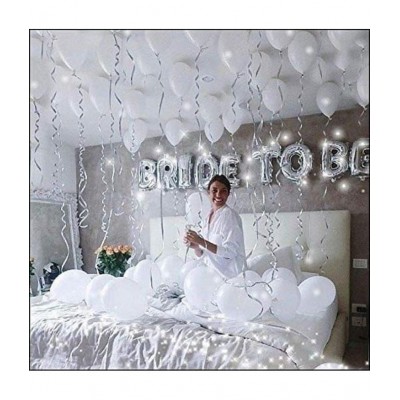 HEMITO Premium Metallic Latex Balloons Pack of 50 White Balloons for Party Decoration (White, Pack of 50)