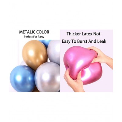 HEMITO Premium Metallic Latex Balloons Pack of 50 White Balloons for Party Decoration (White, Pack of 50)