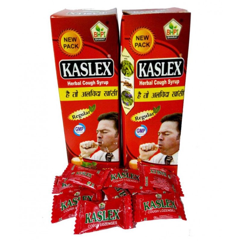 HERBOMEDS Kaslex Cough Syrup Free 10 Kaslex Loz. Liquid 400 ml Pack Of 2