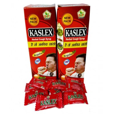 HERBOMEDS Kaslex Cough Syrup Free 10 Kaslex Loz. Liquid 400 ml Pack Of 2