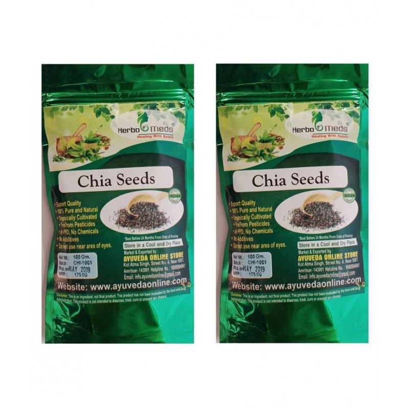 HERBOMEDS Organic Chia Seeds Raw Herbs 100 gm Pack of 3