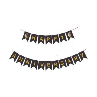 HK balloons® Black, Gold Happy Anniversary Combo with Banner and 51 Pieces Balloon for Anniversary Decoration (Happy Anniversary Combo with Banner) ( Pack of 51)