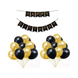HK balloons® Black, Gold Happy Birthday Combo with Banner and 51 Pieces Balloon for Birthday Decoration (Happy Birthday Combo with Banner) ( Pack of 51)
