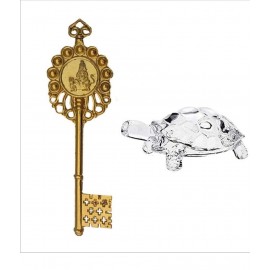 HOMETALES Brass Vastu Fengshui Kuber Kunji Key for Money and Prosperity (Gold) / Crystal Turtle Tortoise for Feng Shui and VastU HOMETALES Brass Vastu Fengshui Kuber Kunji Key for Money and Prosperity (Gold) / Crystal Turtle Tortoise for Feng Shui and VastU