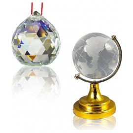 HOMETALES Glass Combo Crystal Ball And Small Crystal Globe, Standard, Clear, 2 Pieces HOMETALES Glass Combo Crystal Ball And Small Crystal Globe, Standard, Clear, 2 Pieces