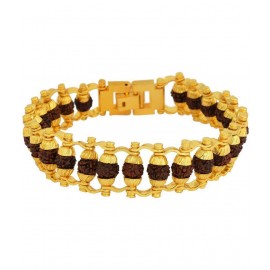 HOMETALES Gold Plated Beaded Rudraksha Bracelet for Men and Women HOMETALES Gold Plated Beaded Rudraksha Bracelet for Men and Women