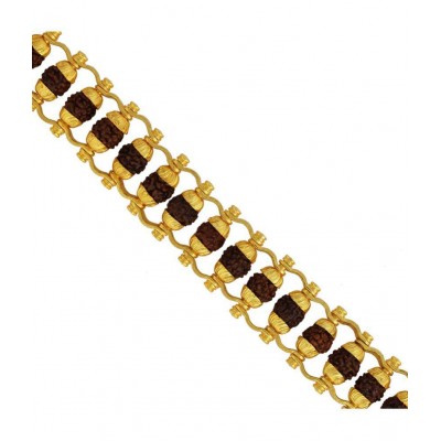 HOMETALES Gold Plated Beaded Rudraksha Bracelet for Men and Women