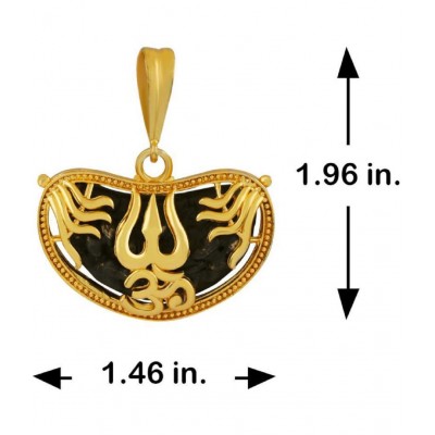 HOMETALES Gold Plated Classic Designer Pendant Locket Covering 1 Mukhi Rudraksha OM Trishul Pendant Jewellers