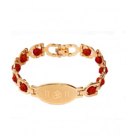 HOMETALES Gold Plated Premium Traditional OM Rudraksha bracelet KADA HOMETALES Gold Plated Premium Traditional OM Rudraksha bracelet KADA