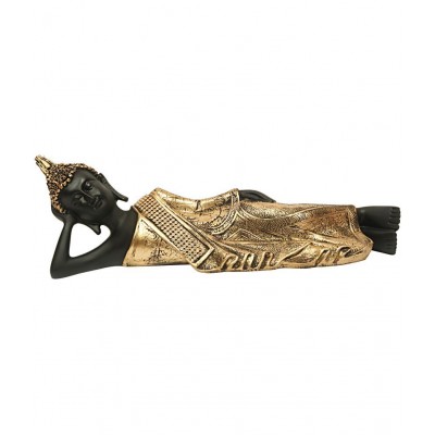 HOMETALES Golden Black Resin Samadhi Buddha Showpiece/ Figurine 14 Inch