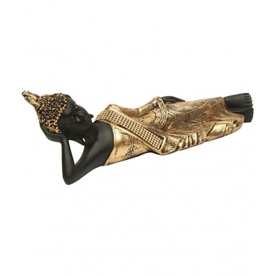 HOMETALES Golden Black Resin Samadhi Buddha Showpiece/ Figurine 14 Inch