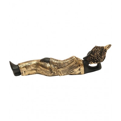 HOMETALES Golden Black Resin Samadhi Buddha Showpiece/ Figurine 14 Inch