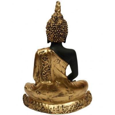 HOMETALES Golden Black Resin Samadhi Buddha Showpiece/ Figurine 9 Inch