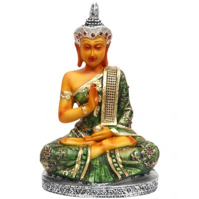 HOMETALES Multicolor Resin Samadhi Buddha Showpiece/ Figurine 11 Inch