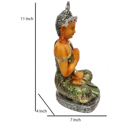 HOMETALES Multicolor Resin Samadhi Buddha Showpiece/ Figurine 11 Inch