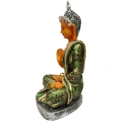 HOMETALES Multicolor Resin Samadhi Buddha Showpiece/ Figurine 11 Inch