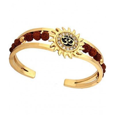 HOMETALES Rudraksha Kada / Panch Mukhi Rudraksha Bracelet / Om Original Panchmukhi Rudraksha Kada best for Man and Women Free Size