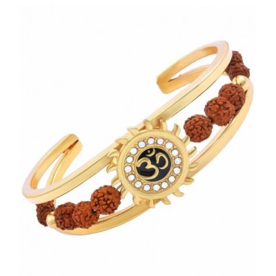 HOMETALES Rudraksha Kada / Panch Mukhi Rudraksha Bracelet / Om Original Panchmukhi Rudraksha Kada best for Man and Women Free Size