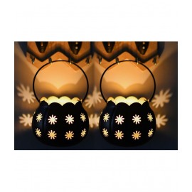 HOMETALES Table Top Iron Tea Light Holder - Pack of 2