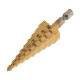 HSS 9-Step Cone Drill Hex Shank 1/4 Hole Cutter Drilling Tool (4-20 mm)