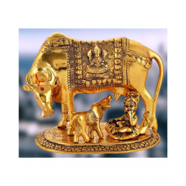 Handmade Kamdhenu Cow Brass Idol