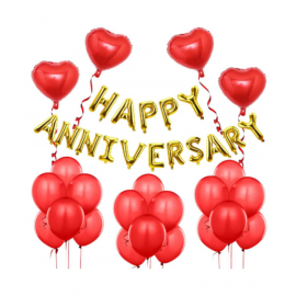 Happy Anniversary Decoration Items Foil Balloon Metallic Balloons 36Pcs Set