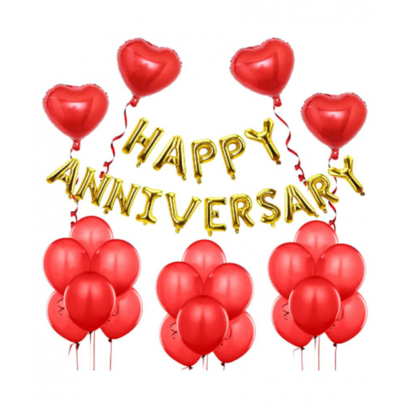 Happy Anniversary Decoration Items Foil Balloon Metallic Balloons 36Pcs Set
