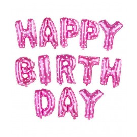 Happy Birthday Alphabet Letters Foil Toy Balloons Happy Birthday Balloons for Party Decorations 13 in 1 Set (Pink)