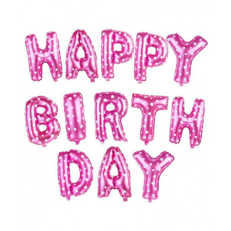 Happy Birthday Alphabet Letters Foil Toy Balloons Happy Birthday Balloons for Party Decorations 13 in 1 Set (Pink)