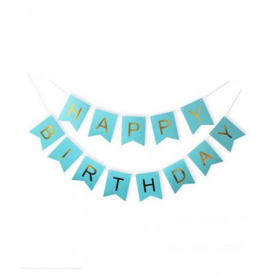 Happy Birthday Banner & Balloons Combo for Birthday Party Decoration (1 Banner, 50 Metallic Blue Balloons) for happy birthday decoration item, birthday decoration kit, birthday balloon decoration combo for Boys, Girls, Kids, husband and Wife.