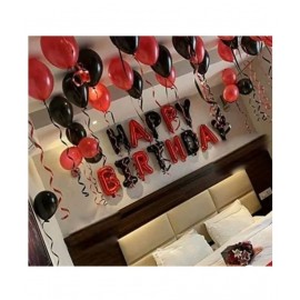 Happy Birthday (Black - Red) Foil Balloons + 50 Hd Metallic Balloons (Red + Black)