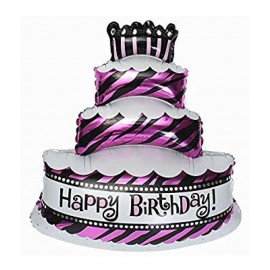 Happy Birthday Cake Shape Foil Toy Balloon (Pack of 1) - Multi Color