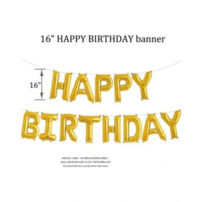Happy Birthday Decoration Inflatable Golden Metallic Balloons 13 pcs (16inch, Inflatable with Air and Helium) + 2 pcs long Silver Curtain(3X6 Feet) + 30 Pcs. Metallic Balloon (Black, Golden And silver) (12 inch)