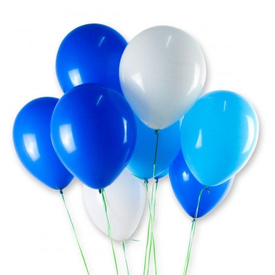 Happy Birthday Foil  Balloons Silver & 30 Metallic Blue & White Balloons (Pack of 43)