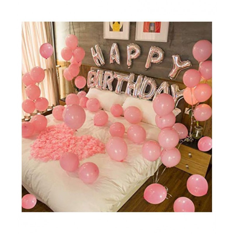 Happy Birthday Foil Balloons (Silver), 30 Metallic Balloons (Pink)
