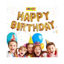 Happy Birthday Foil Balloons for Birthday Decoration (Gold, 13 Letters 16 inch Alphabet Banner)