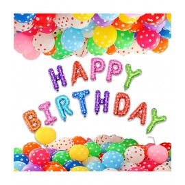 Happy Birthday Foil Dotted (Multicolor) + 30 Dotted Balloon (Multicolor)