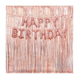 Happy Birthday Foil (RoseGold) + 2 Fringe(RoseGold)