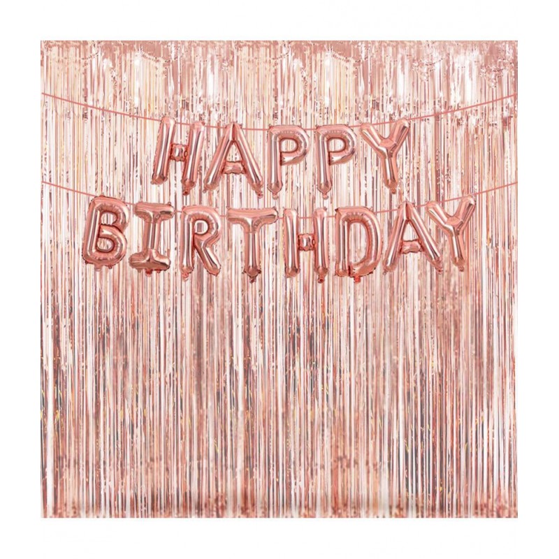 Happy Birthday Foil (RoseGold) + 2 Fringe(RoseGold)