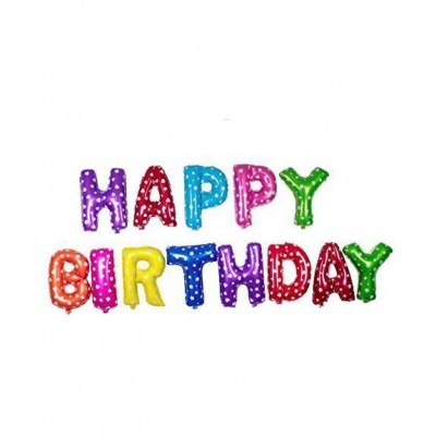 Happy Birthday Letter Foil Balloon Set of (Multi Color) Pack of 13 Letters