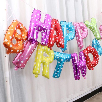 Happy Birthday Letter Foil Balloon Set of (Multi Color) Pack of 13 Letters