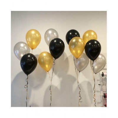 Happy Birthday Letter Foil Balloon Set of (Silver) + Pack of 50 Metallic Balloons (Black, Gold and Silver)